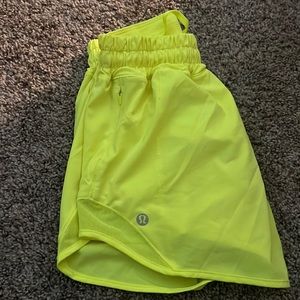 lululemon size 2, 4 inch neon yellow shorts